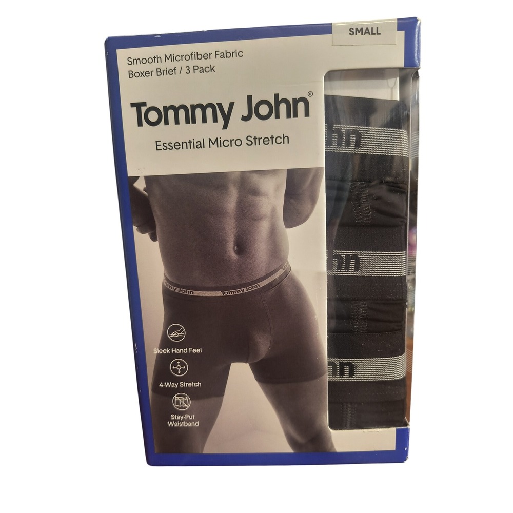 Tommy John Essential Micro Stretch Boxer Brief 3 Pack Black Mens Small 1004325